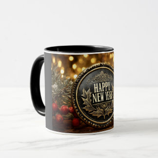Taza  happy new year wishes on a festive background