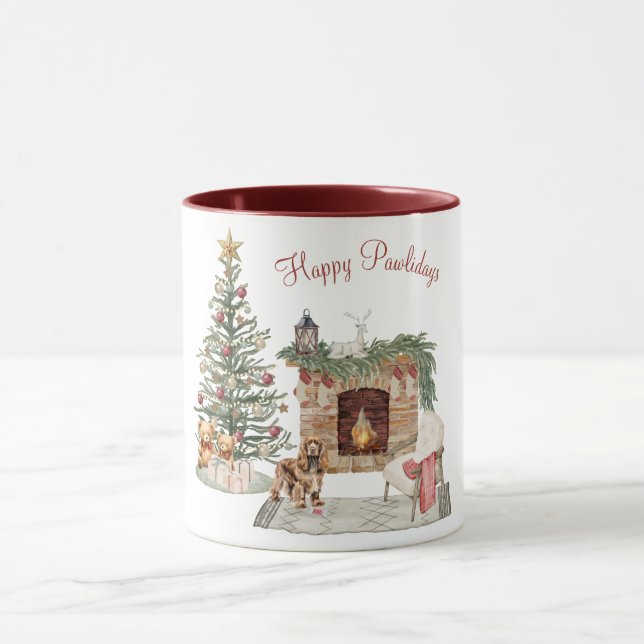Taza Happy Pawlidays Dog Design - Cocker Spaniel (Centro)