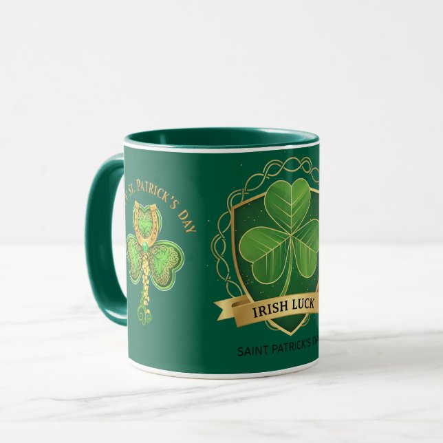 Taza Happy St Patrick's Day Irish Luck Shamrock Mug (Anverso izquierdo)