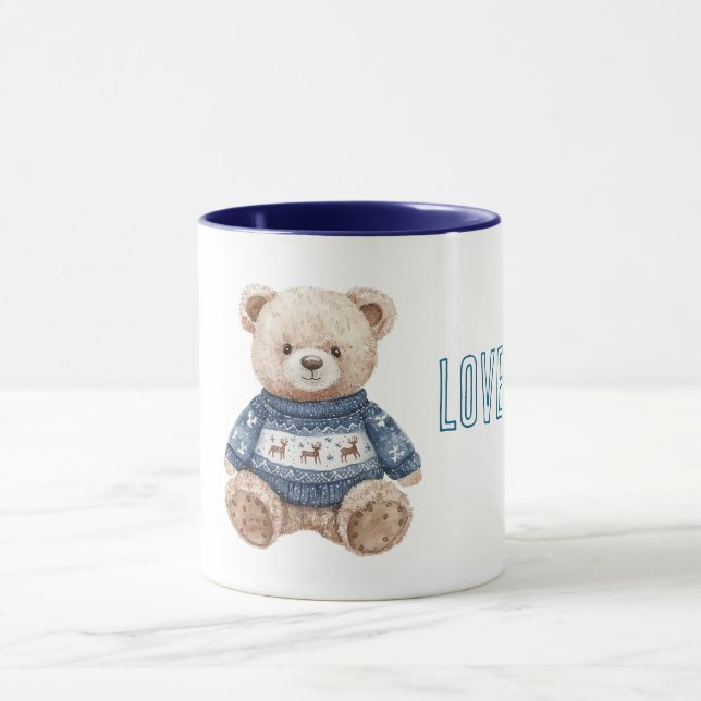 Taza Happy Teddy Bear Blue Sweater Love (Centro)