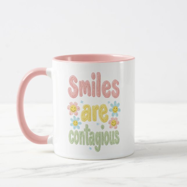 Taza Happy Vibes Retro Smiles Are Contagious (Izquierda)