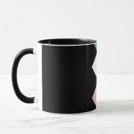 Taza Harlequin Mug (Negro, Aqua y Rosa)
