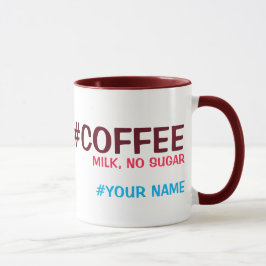 Taza Hashtag personalizó, con su opción de la bebida