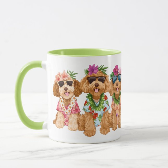 Taza Hawaiian Goldendoodle Dogs Flower Lei (Izquierda)