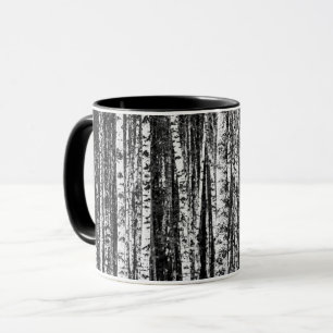 Taza Hayedos, blanco y gris carbón