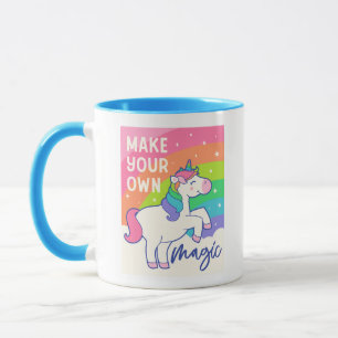 Taza Haz tu propia magia   Cute unicornio