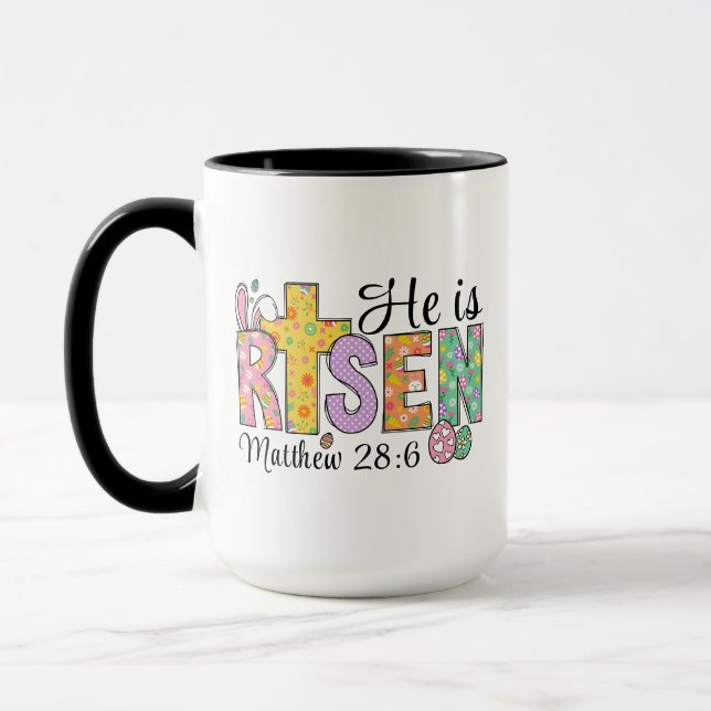 Taza He Is Risen Easter Christian Coffee Mug (Izquierda)
