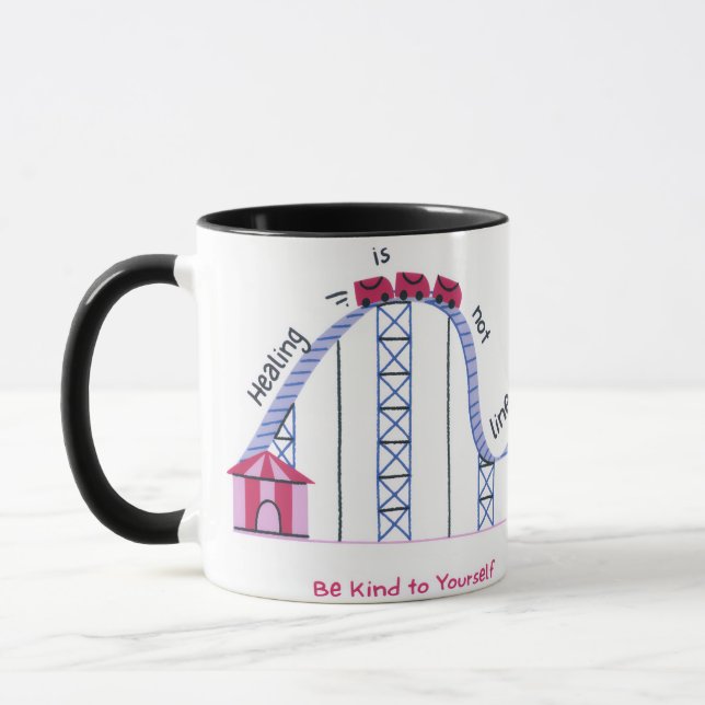Taza 'Healing Isn't Linear' Cute & Comforting Quote Mug (Izquierda)