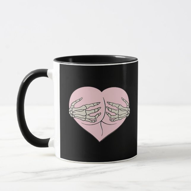 Taza Heart Butt Hug Skeleton Hands Classic (Izquierda)