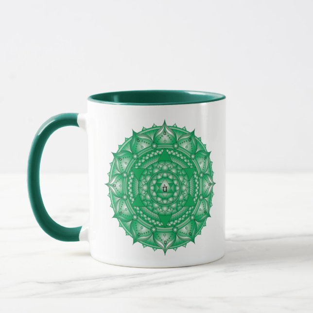 Taza Heart Chakra Green Mandala Dos Mug De Tono (Izquierda)