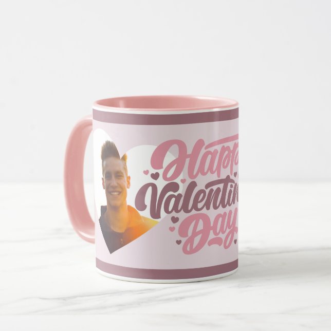Taza Heart Pink Happy Valentine Day Multi Photo (Anverso izquierdo)