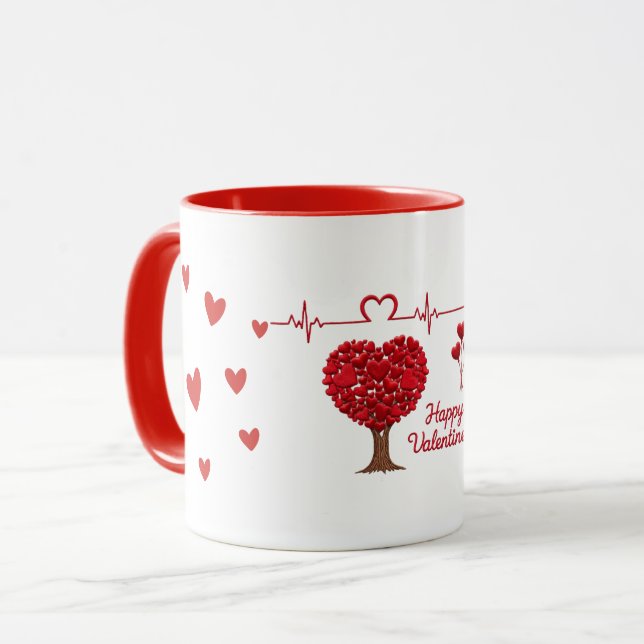 Taza Heart Tree & Heartbeat Valentine's Day (Anverso izquierdo)