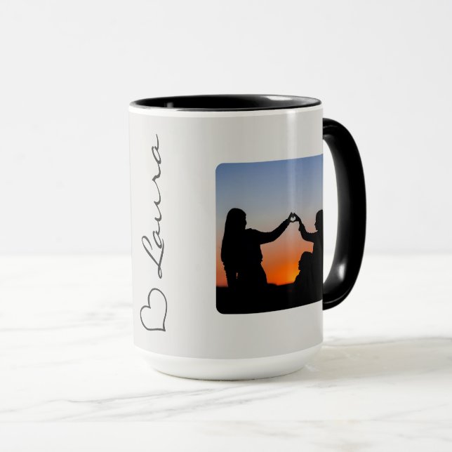 Taza Heart Your Name Photo Script Custom Gift Mug (Anverso derecho)