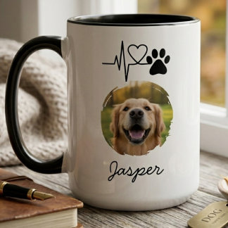 Taza Heartbeat Paw Print Pet Photo Mug
