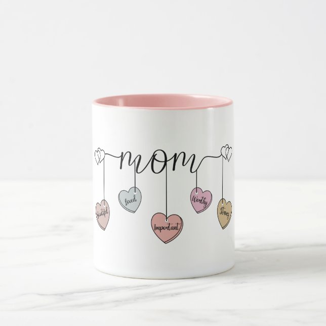 Taza Heartfelt Mom Heart Charm: Mother's Day & Birthday (Centro)