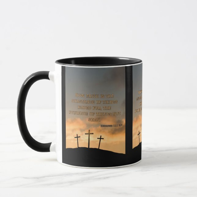 Taza Hebreos 11:1 KJV Biblia Verse Pic Mug De Dos Tones (Izquierda)