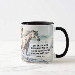 Taza Hebreos 12 1-2 carreras con caballos resistentes d
