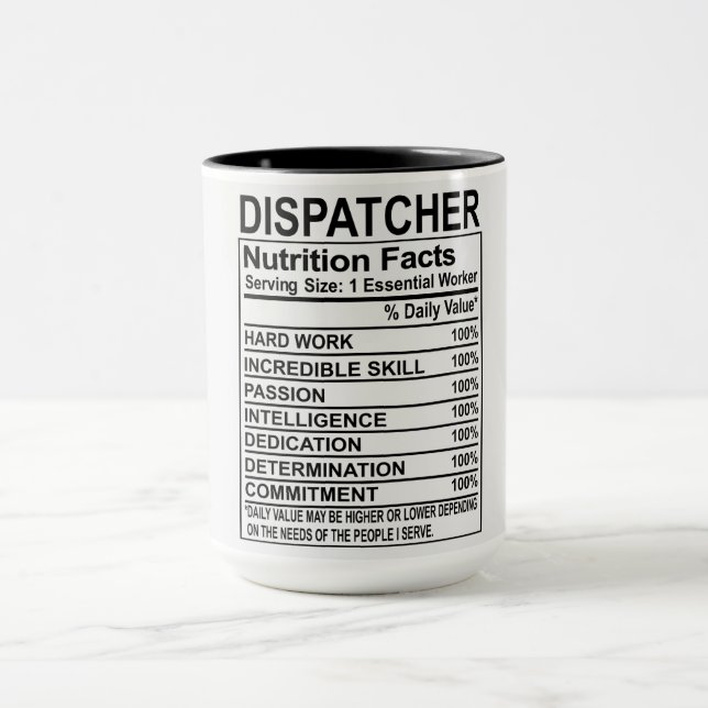 Taza Hechos de nutrición de Dispatcher (Centro)
