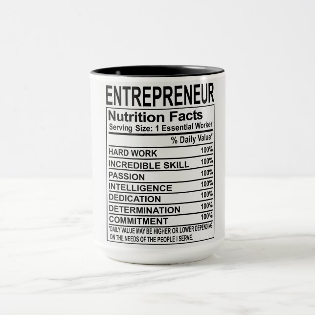 Taza Hechos de nutrición de emprendedores (Centro)