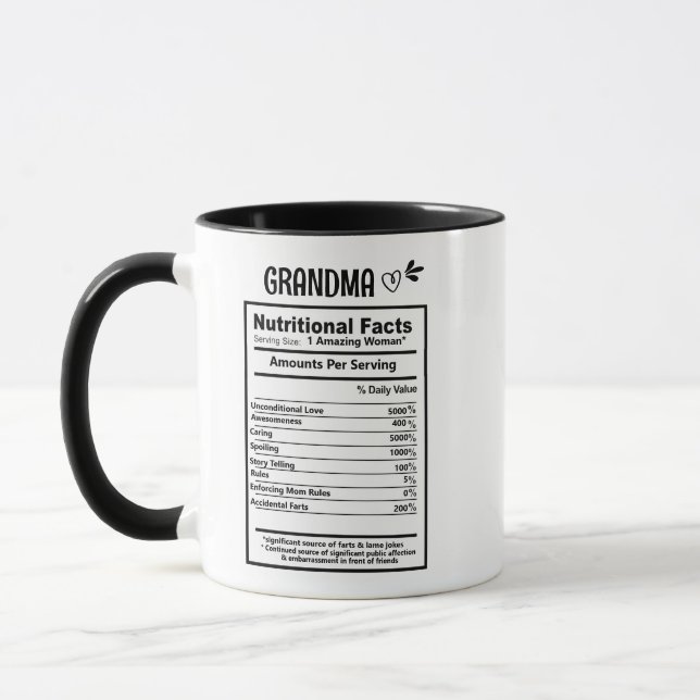 Taza Hechos de nutrición de la abuela café Mug (Izquierda)