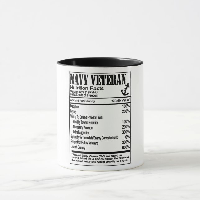 Taza Hechos de nutrición de veteranos de la marina (Centro)
