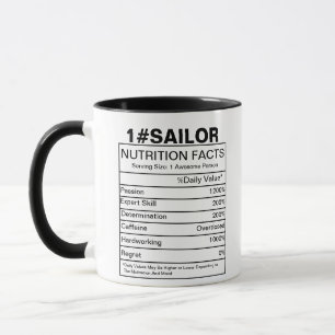 Taza Hechos de nutrición marinera, regalo para navegar
