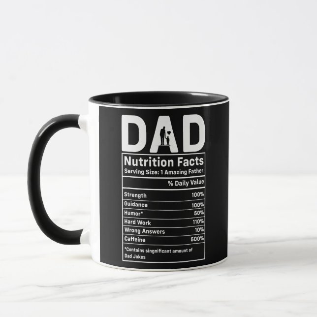 Taza Hechos De Nutrición Para Papá Padre En El Día Del  (Izquierda)