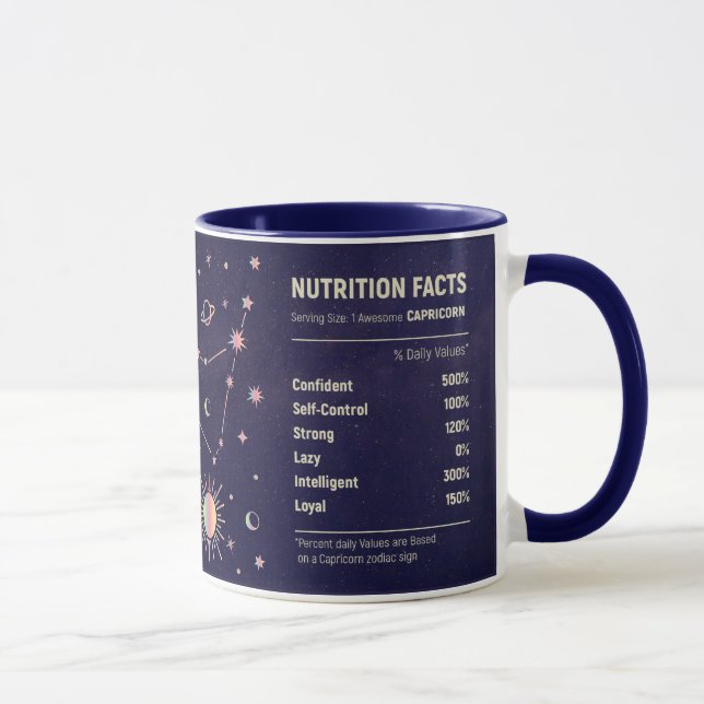 Taza Hechos de nutrición zodiacal/Capricornio (Derecha)