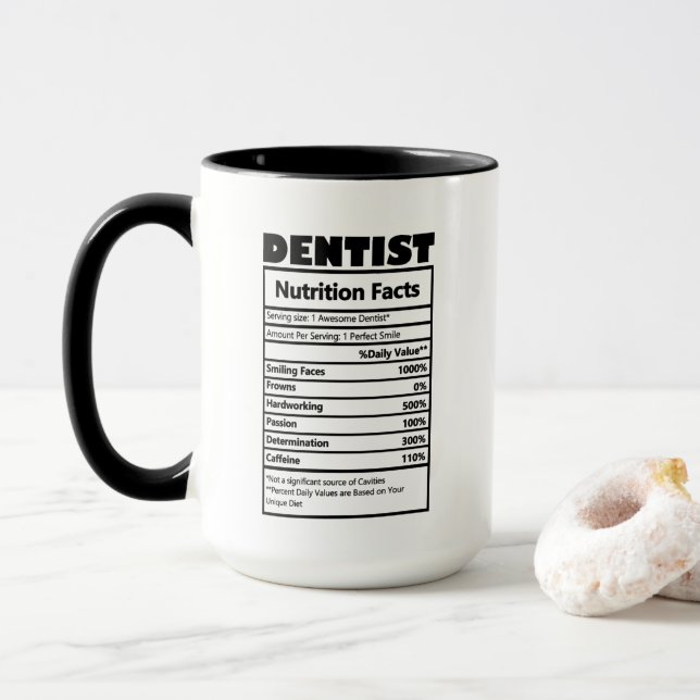 Taza hechos de palabras geniales de Dentistas (Con donut)