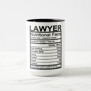 Taza Hechos nutricionales de abogados