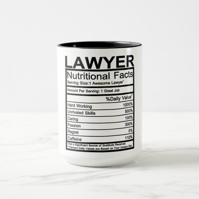 Taza Hechos nutricionales de abogados (Centro)