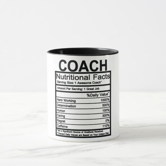 Taza Hechos nutricionales de entrenador (Centro)