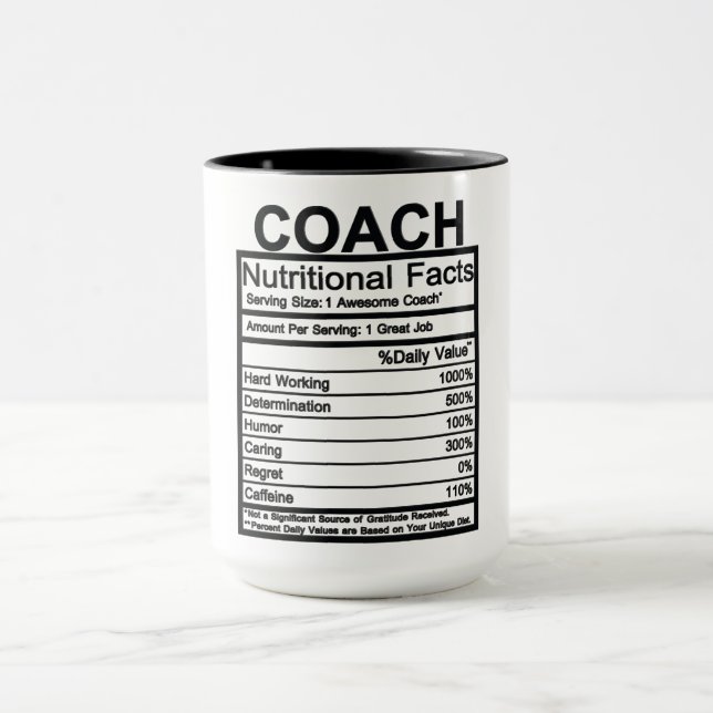 Taza Hechos nutricionales de entrenador (Centro)