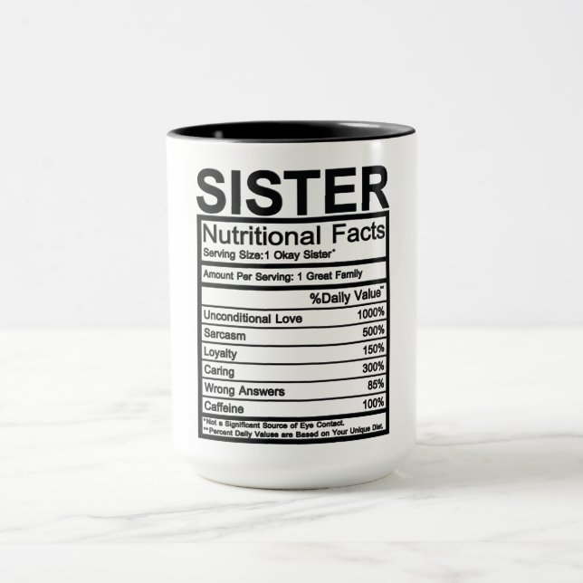 Taza Hechos nutricionales de hermanas (Centro)