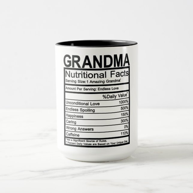Taza Hechos nutricionales de la abuela (Centro)