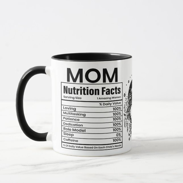 Taza Hechos nutricionales de mamá, Día de la Madre (Izquierda)