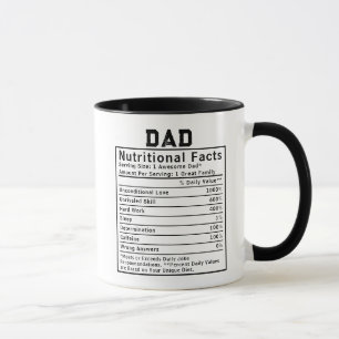 Taza Hechos Nutricionales del Papá regalos del día del 