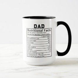 Taza Hechos Nutricionales del Papá regalos del día del
