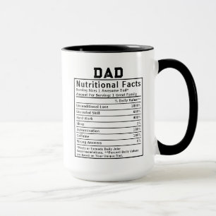 Taza Hechos Nutricionales del Papá regalos del día del 