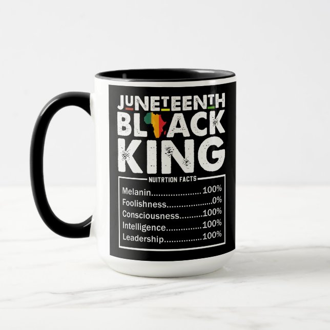 Taza Hechos nutricionales del rey negro de Juneteenth M (Izquierda)