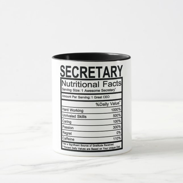 Taza Hechos Nutricionales Del Secretario (Centro)