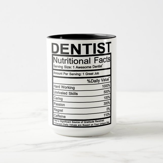 Taza Hechos Nutricionales Dentistas (Centro)