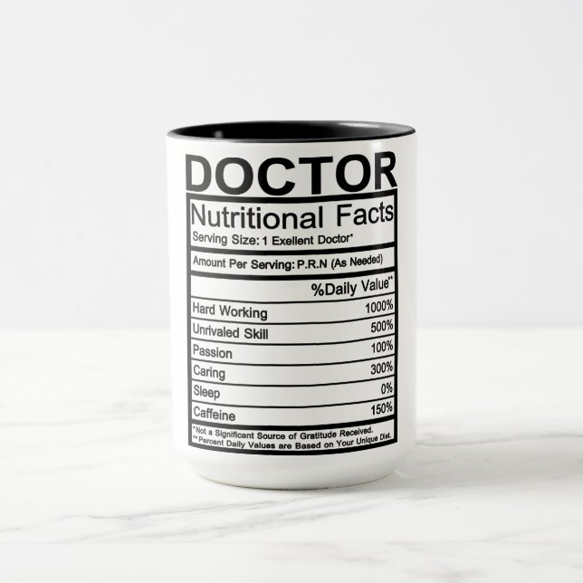 Taza Hechos Nutricionales médicas (Centro)