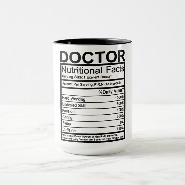 Taza Hechos Nutricionales médicas (Centro)