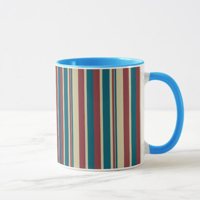 Taza Heffalump Red Blue Beige Stripes Ringer Coffee Mug (Derecha)
