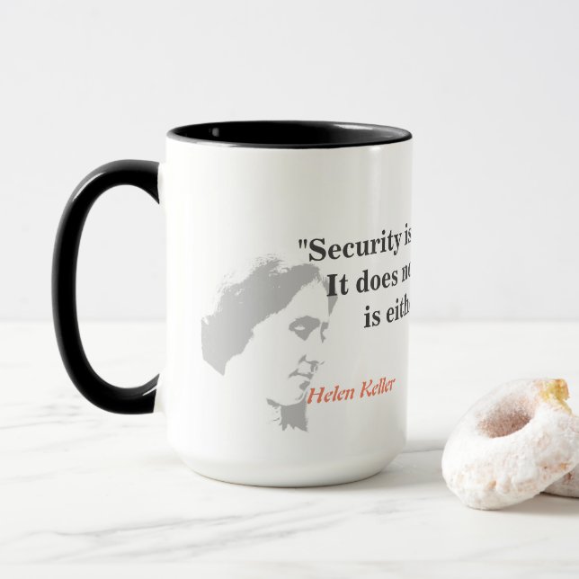 Taza Helen Keller Cita Sobre Seguridad (Con donut)