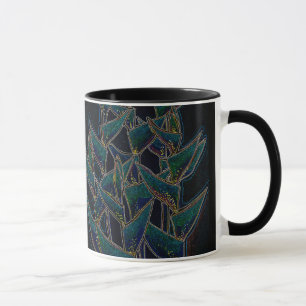 Taza Heliconia Rostrata Flores Tropicales Floral Negro