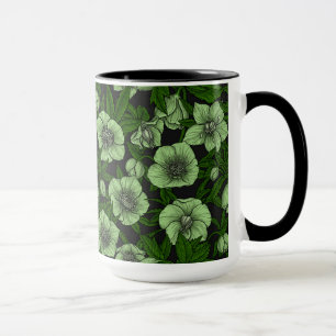 Taza Hellebores blancos con hojas