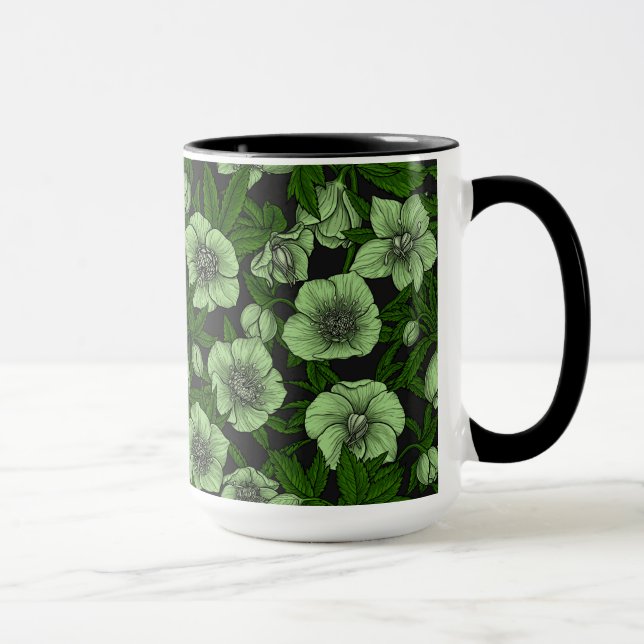 Taza Hellebores blancos con hojas (Derecha)