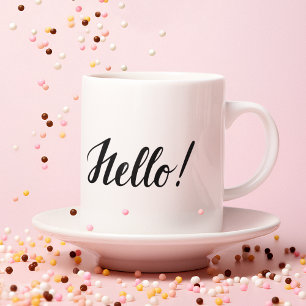 Taza Hello Black Script Minimalista Pink